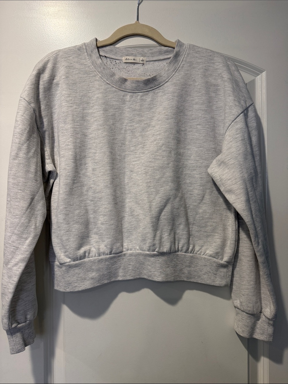 Active USA Heather Gray Crewneck Sweatshirt with Speckle Detail